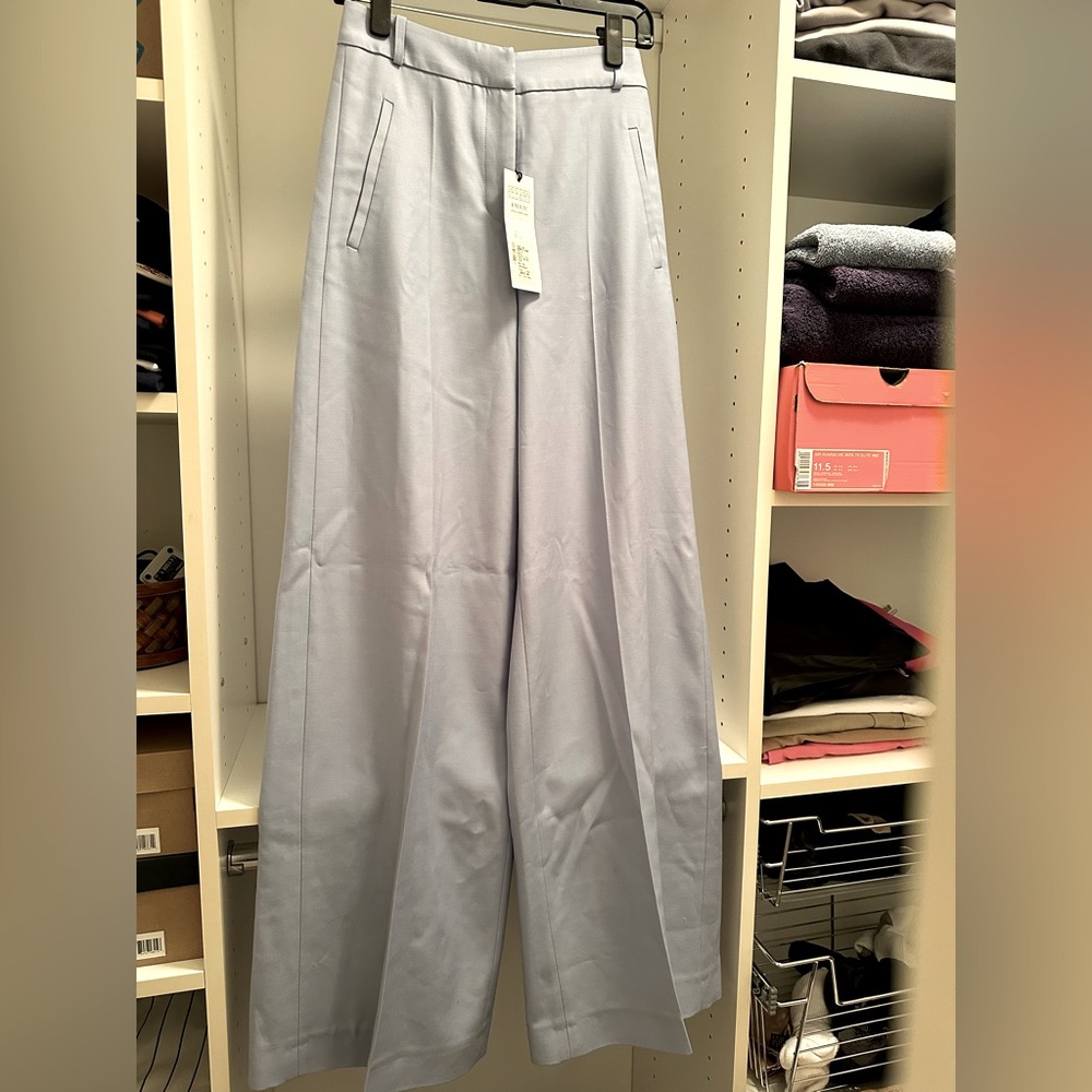 Brand new never worn virgin wool Erden wide leg pant in pale blue